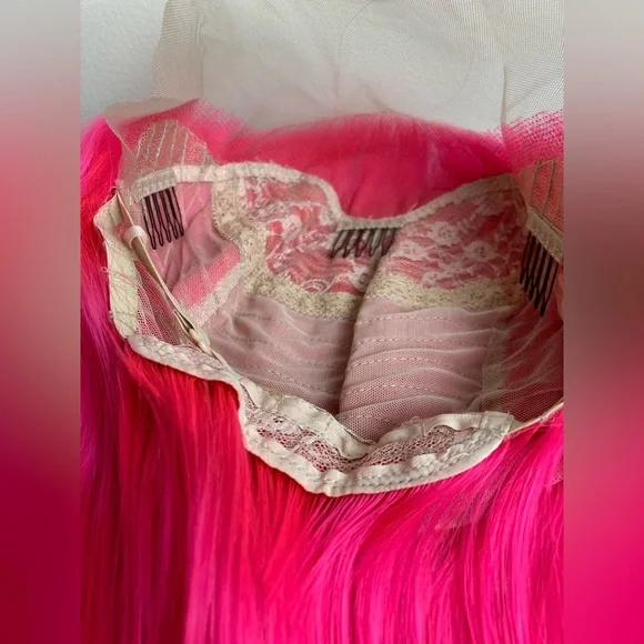 Long Pink Wigs -Pink lace Front Wigs